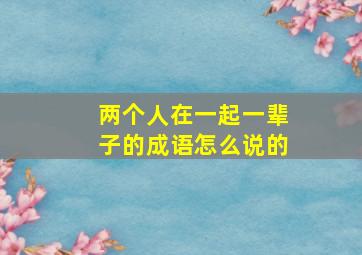 两个人在一起一辈子的成语怎么说的