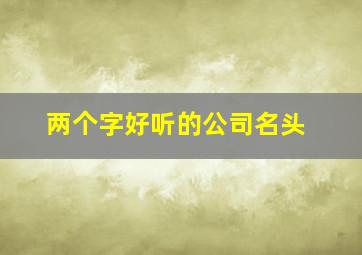 两个字好听的公司名头