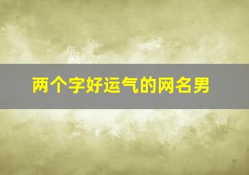 两个字好运气的网名男