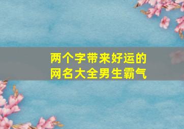 两个字带来好运的网名大全男生霸气