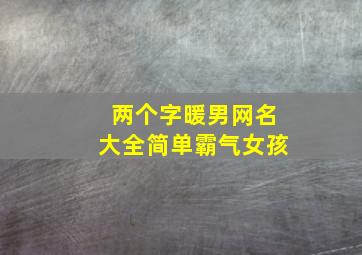 两个字暖男网名大全简单霸气女孩