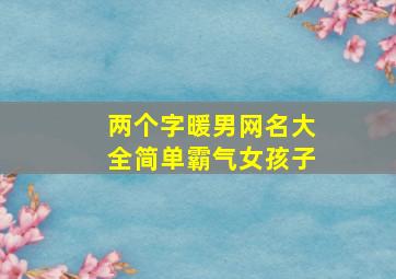 两个字暖男网名大全简单霸气女孩子