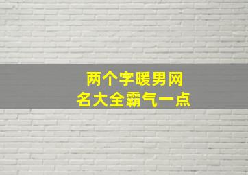 两个字暖男网名大全霸气一点