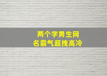 两个字男生网名霸气超拽高冷