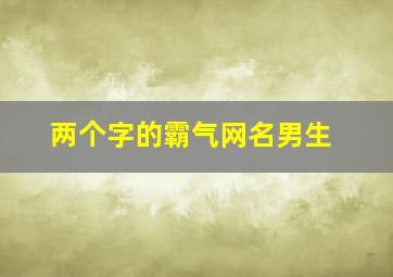 两个字的霸气网名男生