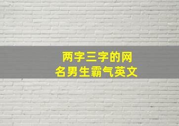 两字三字的网名男生霸气英文