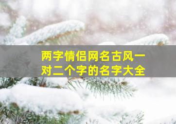 两字情侣网名古风一对二个字的名字大全