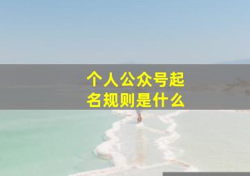 个人公众号起名规则是什么