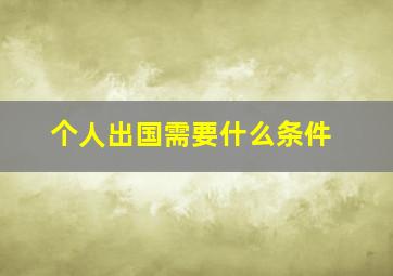 个人出国需要什么条件