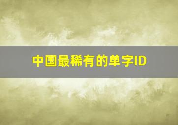 中国最稀有的单字ID