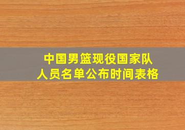 中国男篮现役国家队人员名单公布时间表格