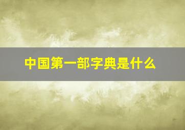 中国第一部字典是什么