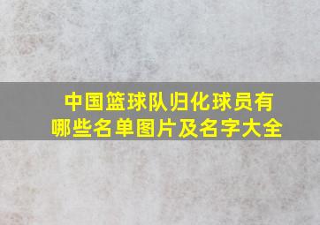 中国篮球队归化球员有哪些名单图片及名字大全