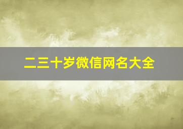 二三十岁微信网名大全