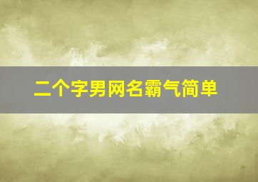 二个字男网名霸气简单