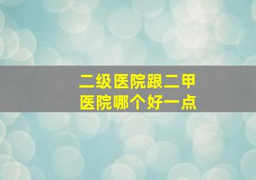 二级医院跟二甲医院哪个好一点