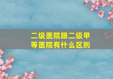 二级医院跟二级甲等医院有什么区别