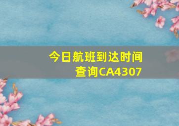 今日航班到达时间查询CA4307