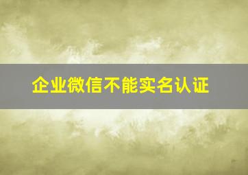 企业微信不能实名认证