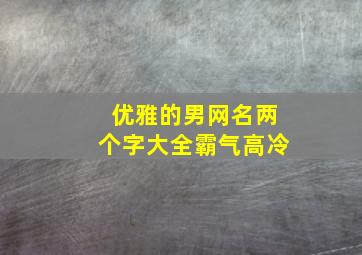 优雅的男网名两个字大全霸气高冷