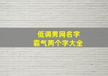 低调男网名字霸气两个字大全