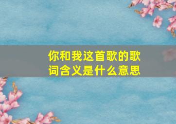 你和我这首歌的歌词含义是什么意思