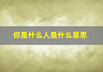 你是什么人是什么意思