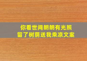 你看世间朗朗有光照留了树荫送我乘凉文案