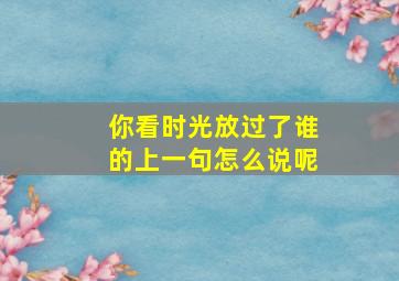 你看时光放过了谁的上一句怎么说呢