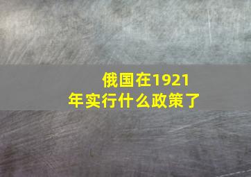 俄国在1921年实行什么政策了