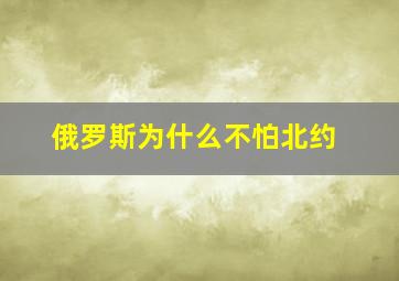 俄罗斯为什么不怕北约