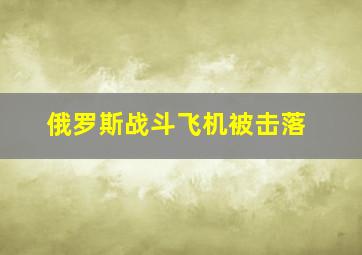 俄罗斯战斗飞机被击落