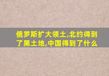 俄罗斯扩大领土,北约得到了黑土地,中国得到了什么