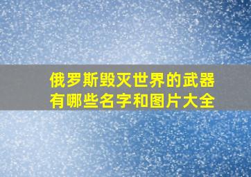 俄罗斯毁灭世界的武器有哪些名字和图片大全