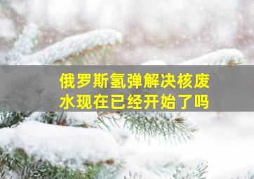 俄罗斯氢弹解决核废水现在已经开始了吗