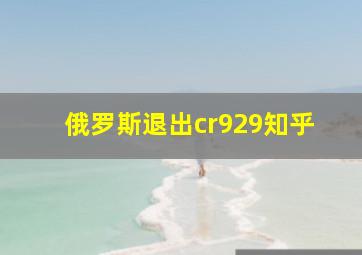 俄罗斯退出cr929知乎