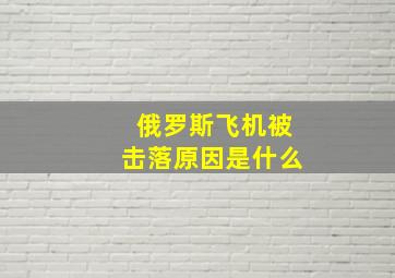 俄罗斯飞机被击落原因是什么