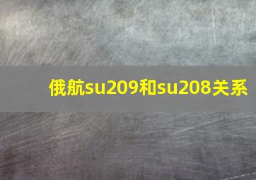 俄航su209和su208关系