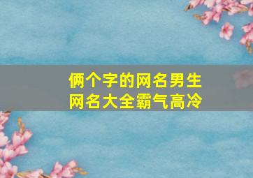 俩个字的网名男生网名大全霸气高冷