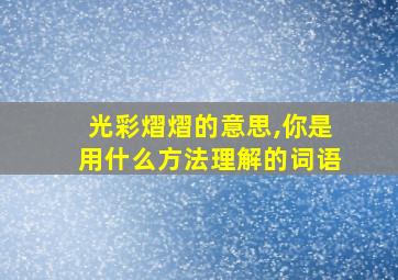 光彩熠熠的意思,你是用什么方法理解的词语