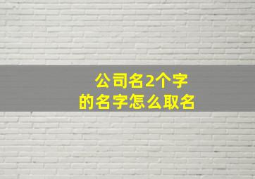 公司名2个字的名字怎么取名