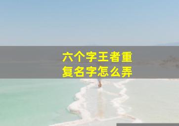 六个字王者重复名字怎么弄