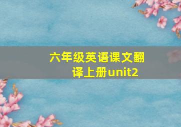 六年级英语课文翻译上册unit2