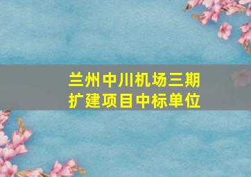 兰州中川机场三期扩建项目中标单位