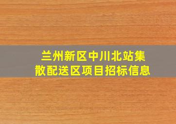 兰州新区中川北站集散配送区项目招标信息