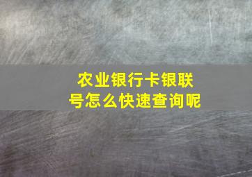 农业银行卡银联号怎么快速查询呢