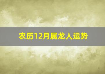 农历12月属龙人运势