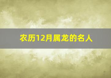 农历12月属龙的名人