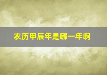 农历甲辰年是哪一年啊