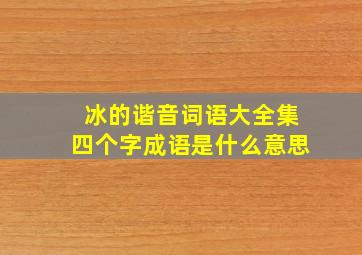 冰的谐音词语大全集四个字成语是什么意思